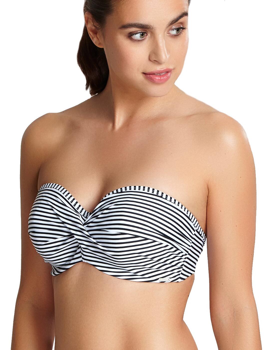 Sw Panache Anya Stripe Bandeau Bikini Top Sw Black White