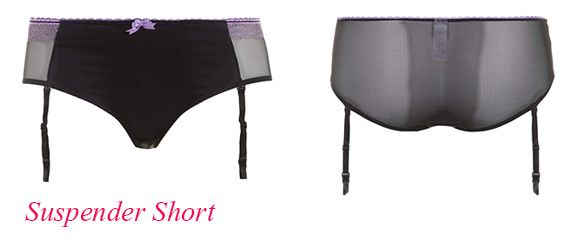 curvy kate bardot black violet suspender short front and back