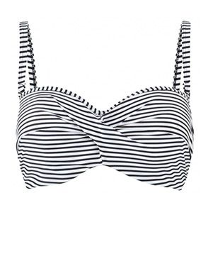 SW0893 Panache Anya Stripe Bandeau Bikini Top Black/White