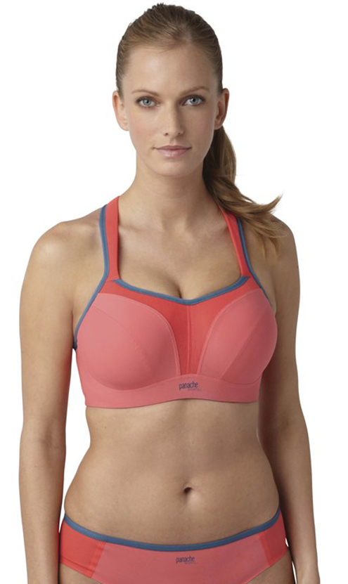 Coral Striped Sports Bra (Grey)