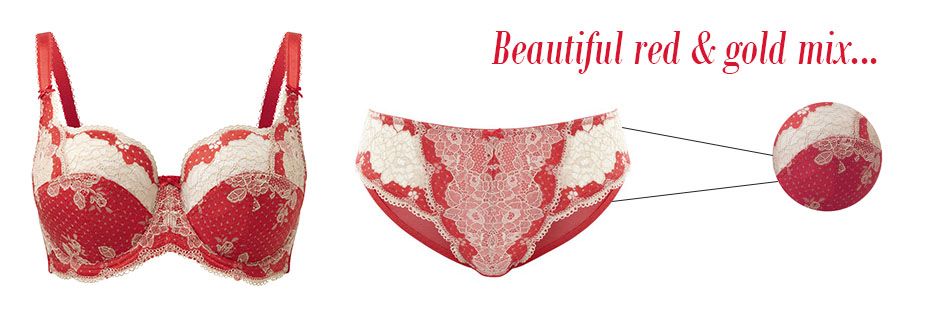 panache lingerie clara red and gold colour mix