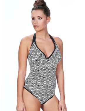 4012 Freya Frenzy Padded Halter Swimsuit  - 4012 Monochrome 