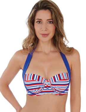 1686610 Lepel Sailor Halter Balcony Bikini Top - 1686610 Blue/Red/White