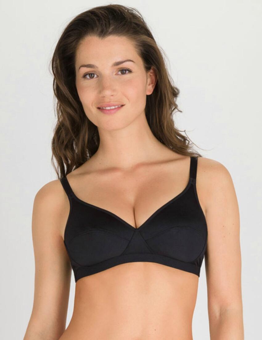Non-Wired Full Cup Bra in Black - Satiny Micro-Support