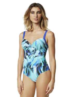 M4458WF Moontide Waterfall Underwired Cross Front Swimsuit - M4458WF Blue Multi