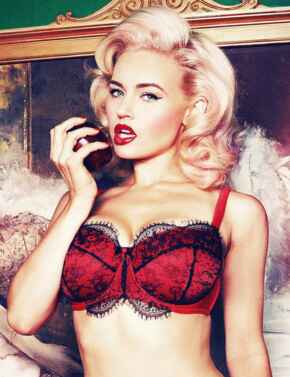 PPFB103 Playful Promises Cordelia Lace Overlay Balcony Bra (DD-G Cups) - PPFB103 Red