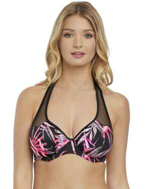 2891 Freya Sunset Palm Halterneck Bikini Top - 2891 Black 