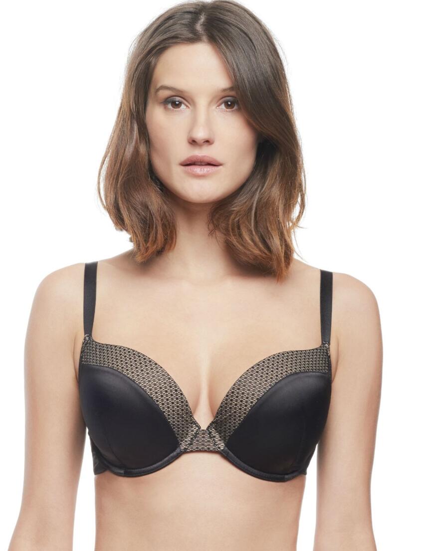 9606 Panache Black Arianna Moulded Plunge Bra - 9606 Black/Nude