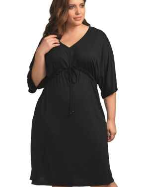 7101 Elomi Essentials Midi Beach Dress - 7101 Black