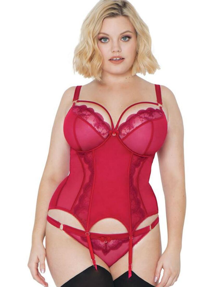 ST2407 Scantilly Surrender Plunge Basque  - ST2407 Deep Red