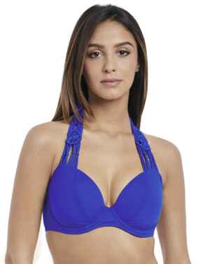 4055 Freya Macrame Underwired Banded Halterneck Bikini Top - 4055 Cobalt