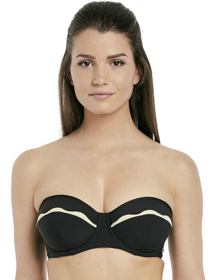 6236 Fantasie Sainte Maxime Underwired Bandeau Multiway Bikini Top - 6236 Black/Cream