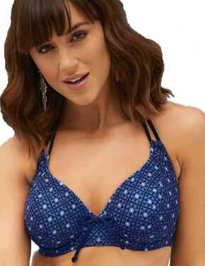 40002 Pour Moi Daydreamer Halter Triangle Underwired Top - 40002 Blue Multi