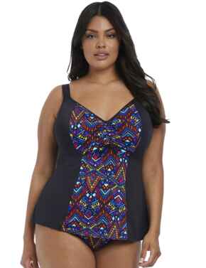 7121 Elomi Aztec Moulded Tankini Top With Adjustable Neck - 7121 Black