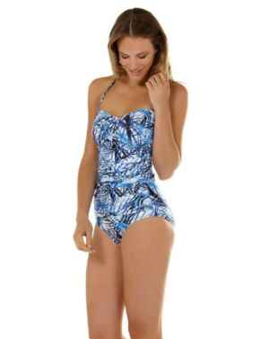 11-2063 SeaSpray Fiji Draped Bandeau Swimsuit - 11-2063 Blue