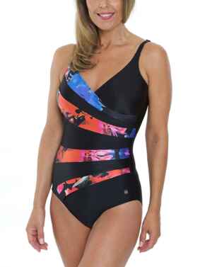 16-2035 SeaSpray Rio Strap Inset Swimsuit - 16-2035 Black/Multi