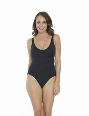 33-2086 SeaSpray Just Colour Plain Diagonal Seam Swimsuit - 33-2086 Black