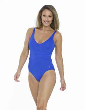 33-2086 SeaSpray Just Colour Plain Diagonal Seam Swimsuit - 33-2086 Sapphire