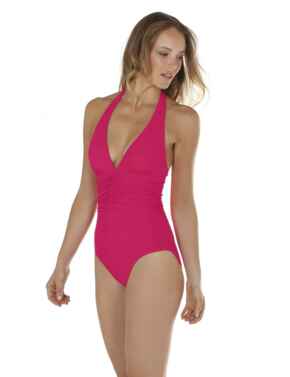 33-2857 SeaSpray Just Colour Plain Plunge Swimsuit - 33-2857 Pink