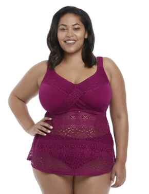 7535 Elomi Indie Twist Front Tankini Top - 7535 Berry