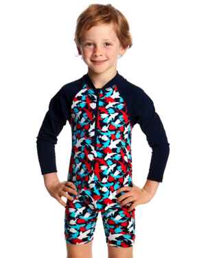 FTS00T Funky Trunks Toddler Boys Go Swim Jump Suit - FTS00T01795 Feeding Frenzy