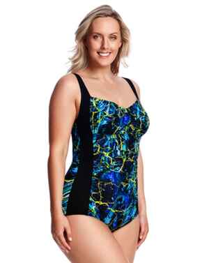 FF13L Funkita Ladies Ruched One Piece Swimsuit - FF13L01986 Midnight Marble