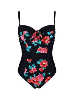 11205 Pour Moi Reef Padded Strapless Underwired Swimsuit - 11205 Black/Red
