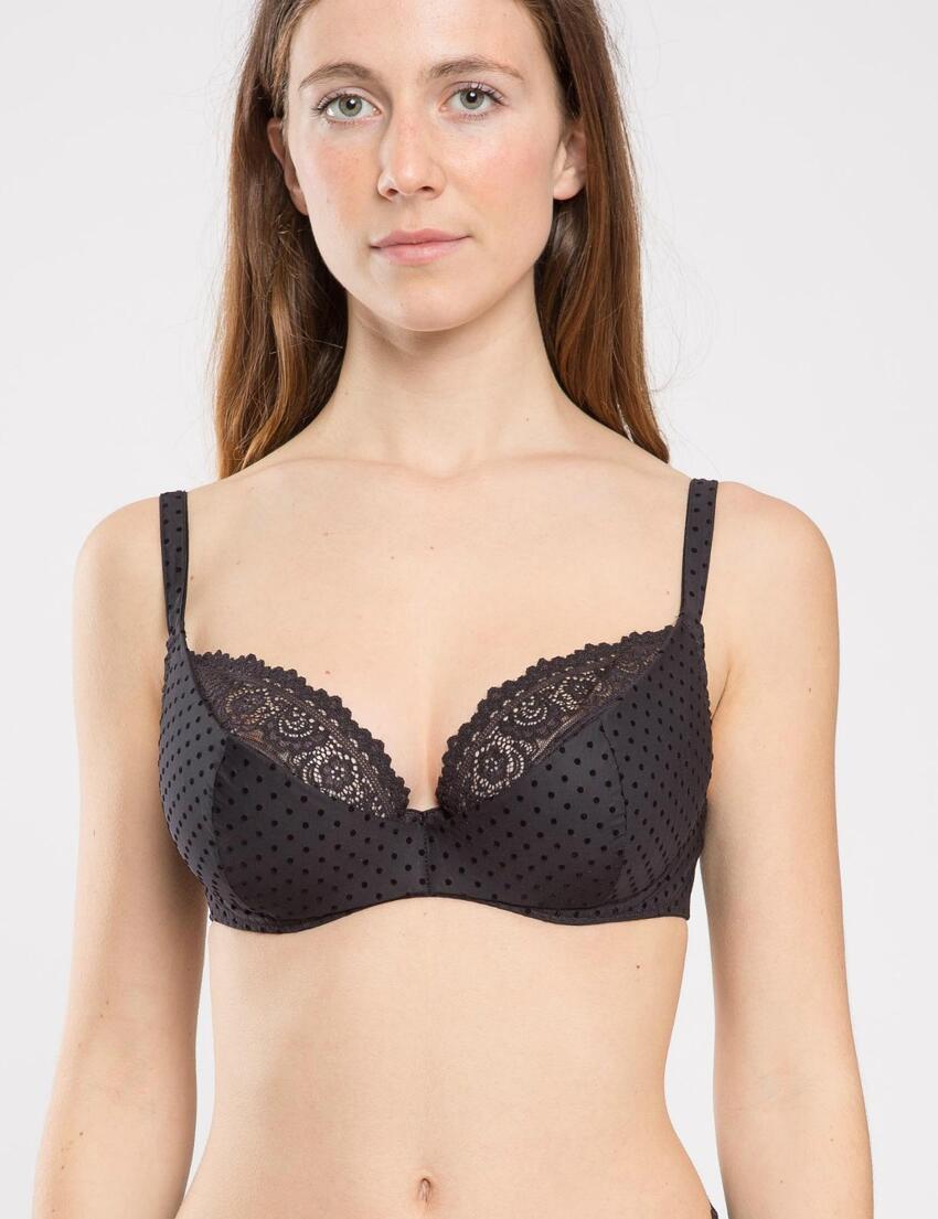 G61732 Maison Lejaby Velvet Padded Demi-Cup Bra - G61732 Noir