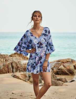 8149 Rosa Faia By Anita Akalani Beach Dress Kaftan - 8149 Blue