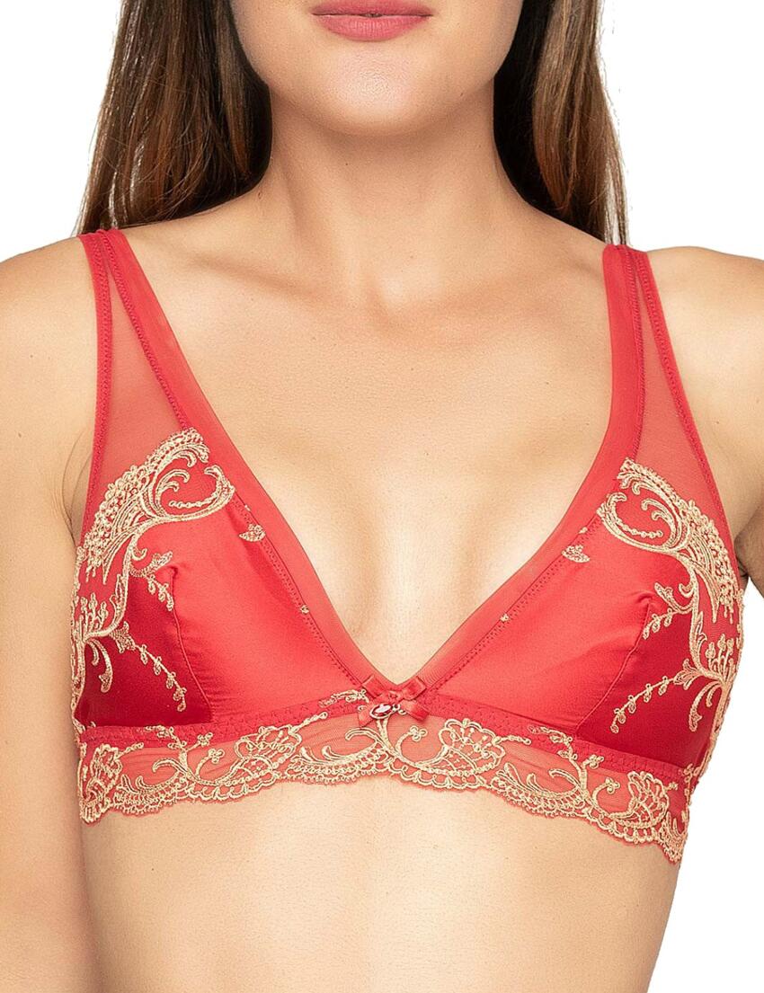 Splendeur Soie Silk Triangle Bra Rouge - For Her from The Luxe