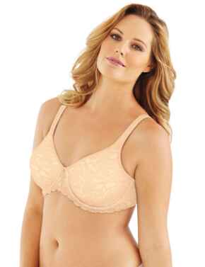 LY0977 Maidenform Beautiful Support Lace Minimizer Bra - LY0977 Champagne Shimmer