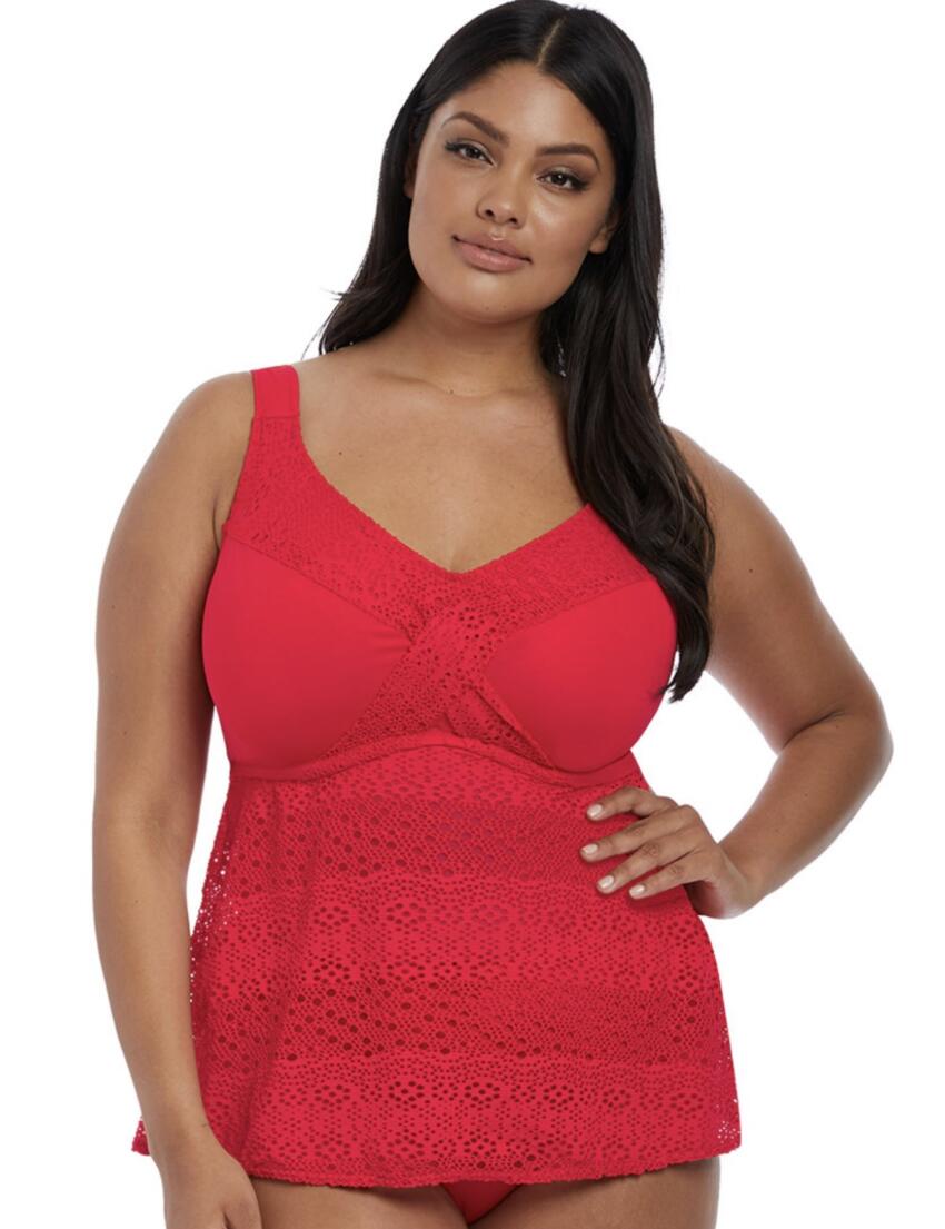7535 Elomi Indie Twist Front Tankini Top - 7535 Red