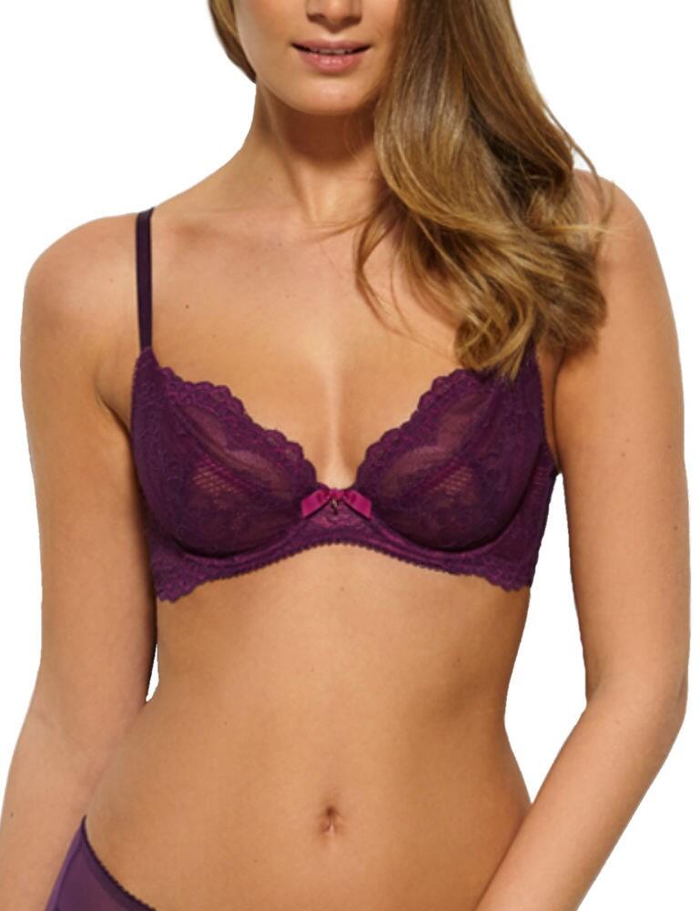 Gossard 7725 Superboost Lace Ruby Red Non-Padded Underwired Plunge Bra 36H  36FF 