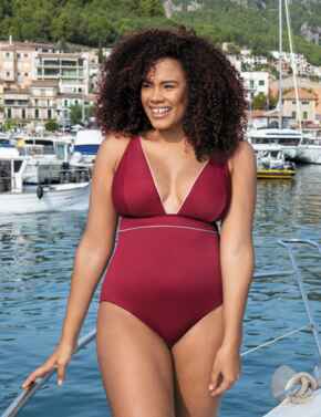 CS010606 Curvy Kate Poolside Plunge Swimsuit - CS010606 Red/Pink