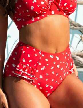 17105 Pour Moi Sunset Beach High Waist Control Bikini Brief - 17105 Red/White