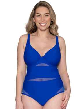 CS001605 Curvy Kate Sheer Class Plunge Swimsuit - CS001605 Cobalt