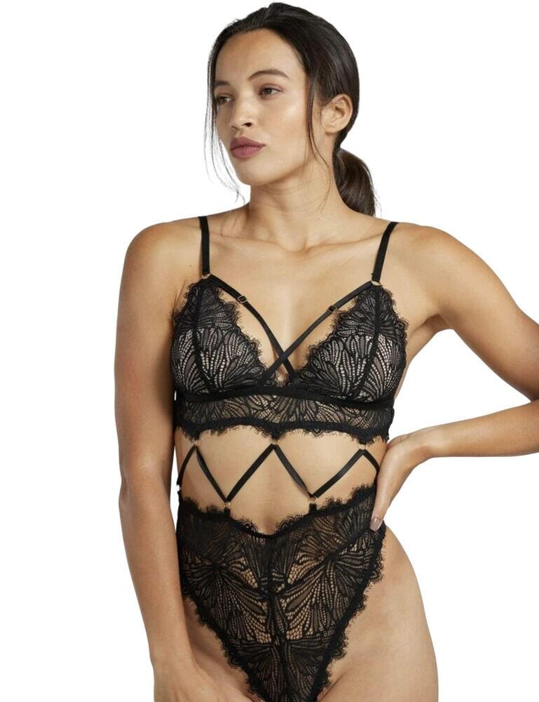 WWL786 Wolf and Whistle Angelica Strappy Lace Body - WWL786 Black