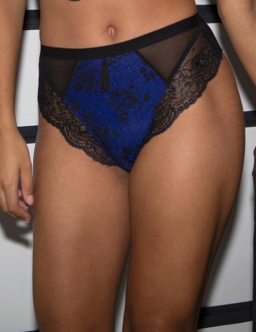 16106 Pour Moi Sensation High Leg Brief - 16106 Black/Cobalt