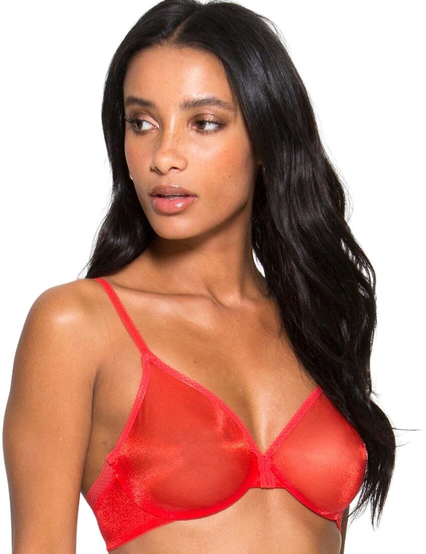 Glossies Lace Sheer Moulded Bra - Chilli Red - Gossard®