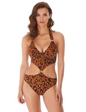 6988 Freya Roar Instinct Cut Out Halter Swimsuit - 6988 Leopard