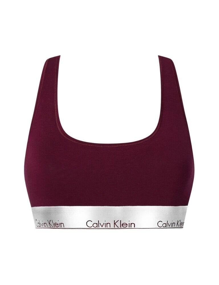 000QF6127E Calvin Klein Modern Cotton Racerback Bralette Bra - QF6127E Lush Burgundy/Silver