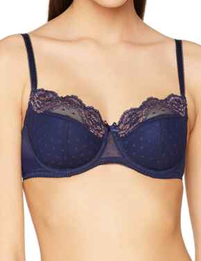 87106 Naturana Underwired Padded Balcony Bra - 87106 Navy/Pink