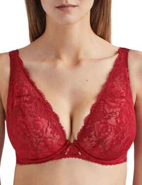Aubade Aube Amoureuse Comfort Triangle Plunge Bra in Amour Red