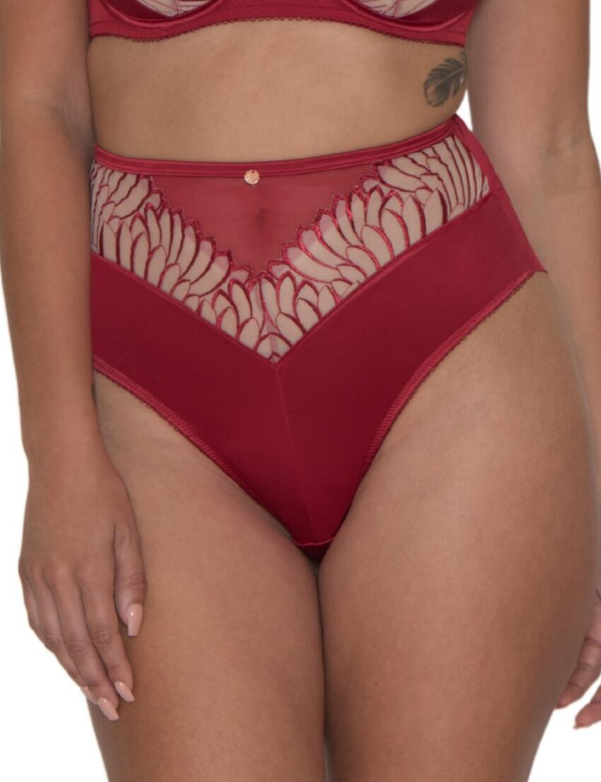 Scantilly by Curvy Kate Fallen Angel High Waist Brief in Garnet Red