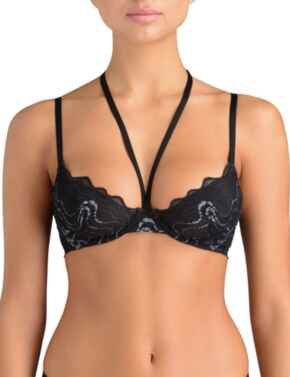 Muse by Coco De Mer Katharine Plunge Bra in Black and Silver