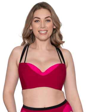 Curvy Kate Subtropic Balcony Bikini Top in Cherry Red/Pink
