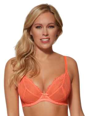 Gossard Superboost Lace Non-Padded Plunge Bra in Neon Coral