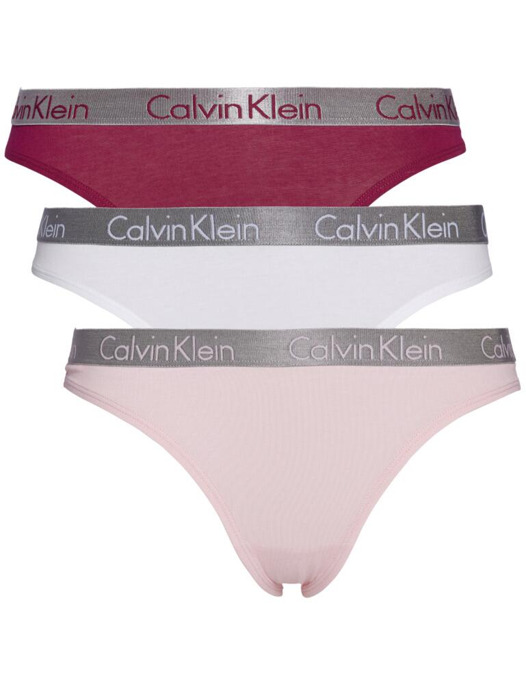 000QD3590E Calvin Klein Radiant Cotton Thong 3 Pack - 000QD3590E Prarie Pink/Covet/White