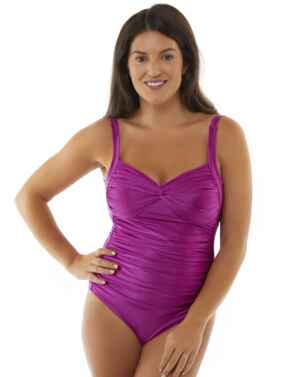  SeaSpray Just Colour Plain Twist Front Swimsuit Purple