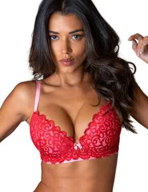 Pour Moi Romance Plunge Push-Up Bra Red/Pink 